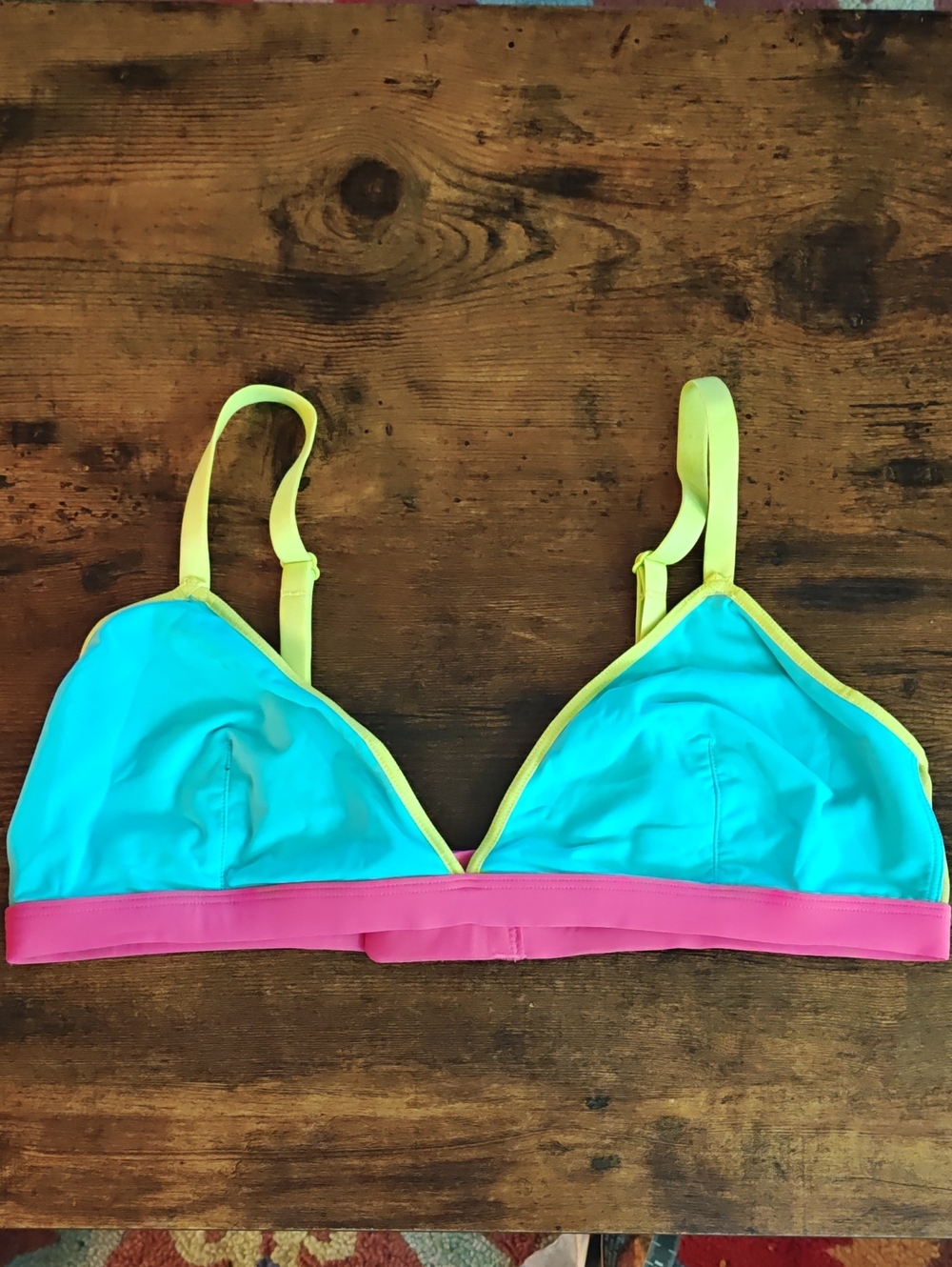 PARADE Colorblock Bralette in Aqua, Neon Yellow & Hot Pink